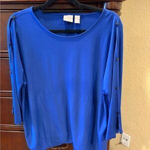 Chico's Royal Blue Button Sleeve Blouse